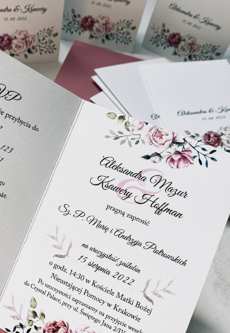 Zaproszenia ślubne Piwonia otwierane Design Your Wedding