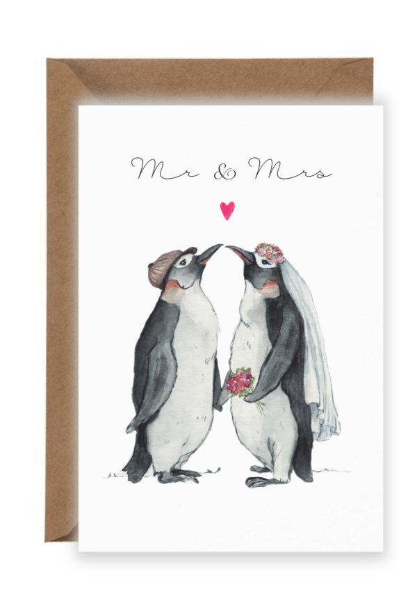 Kartka na ślub Pingwiny Design Your Wedding