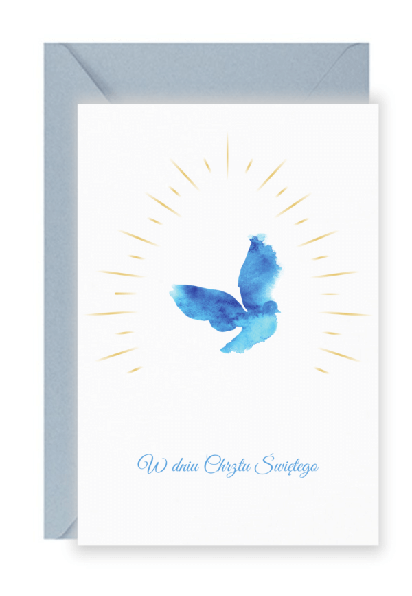 Kartka na Chrzest Święty Gołębica Błękit (1)