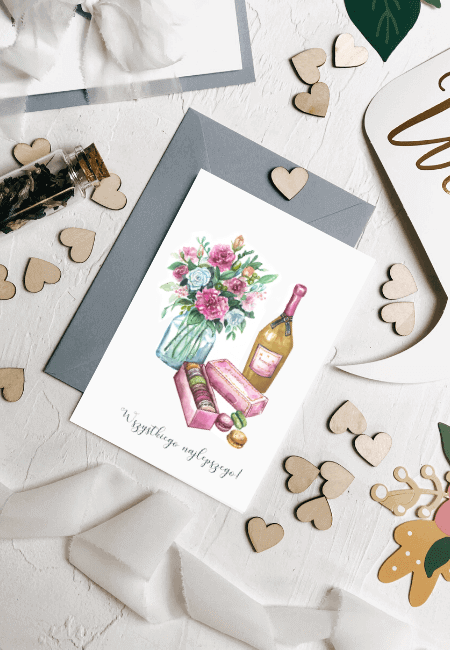 Słodki bukiet kartka z życzeniami na ślub Design Your Wedding